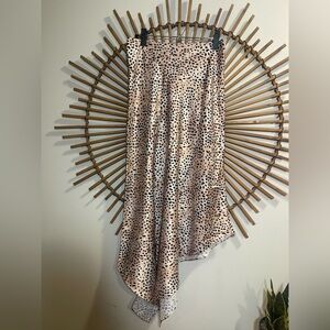 Petal and Pup Women’s Asymmetrical Satin Cheetah Print Midi Skirt Glam Flowy